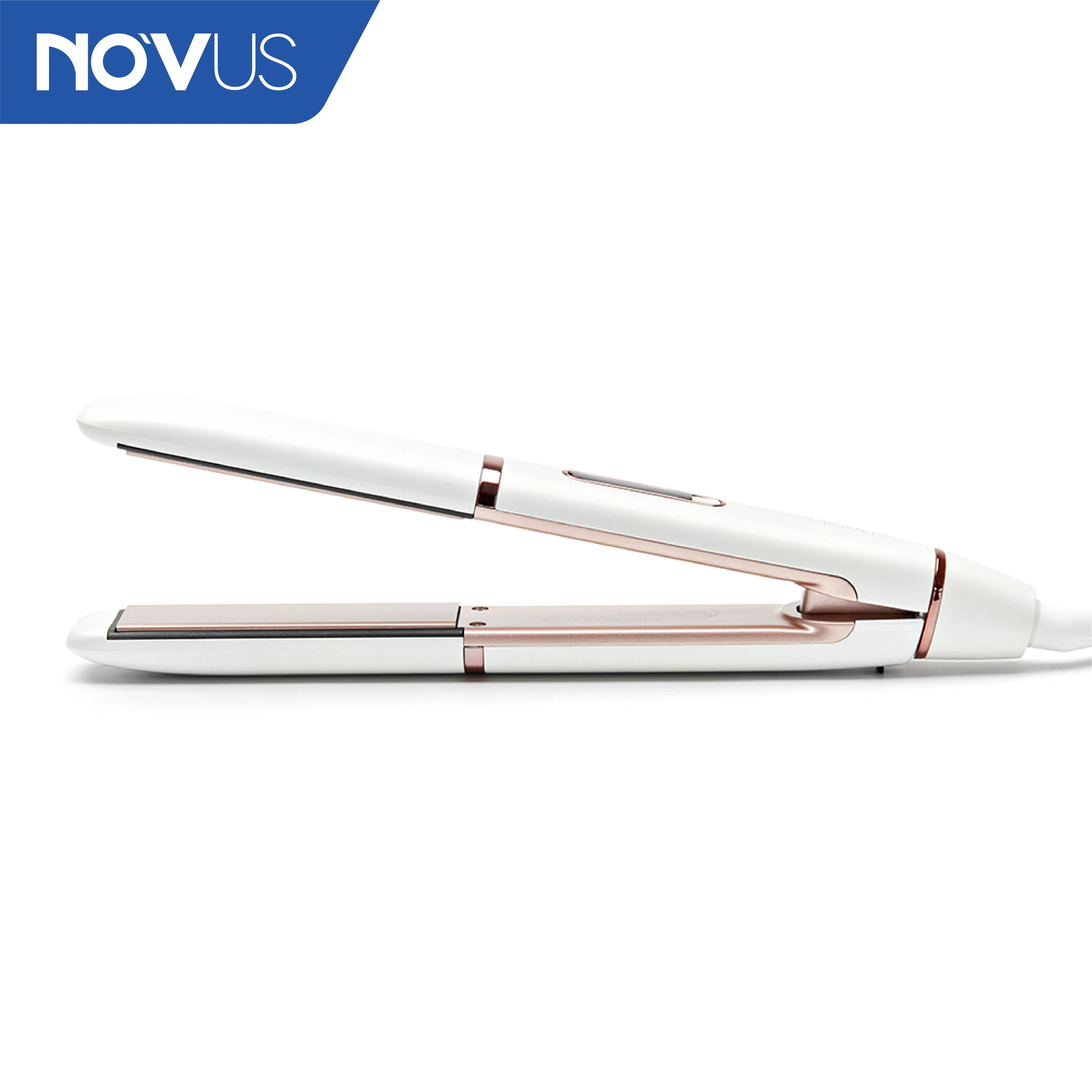 NOVUS Customised Straighteners 2 in 1 Hair Straightener and Curler Led Temperature Flat Iron Hair White Style