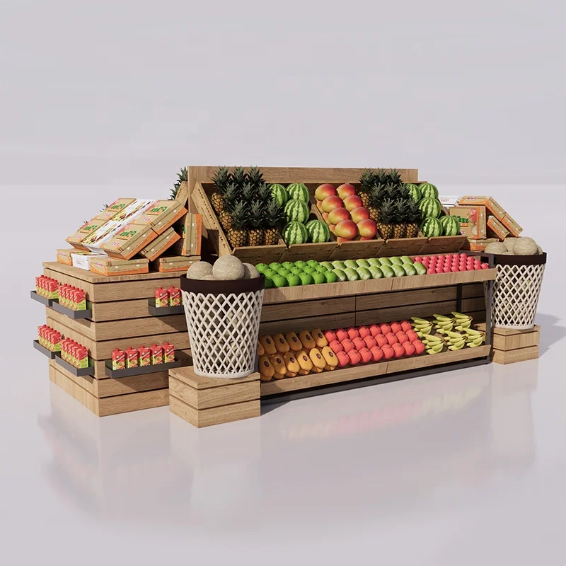 Cigarette Shelf Supermarket Display Stand Customized Grocery Store Wooden Supermarkets Shelves