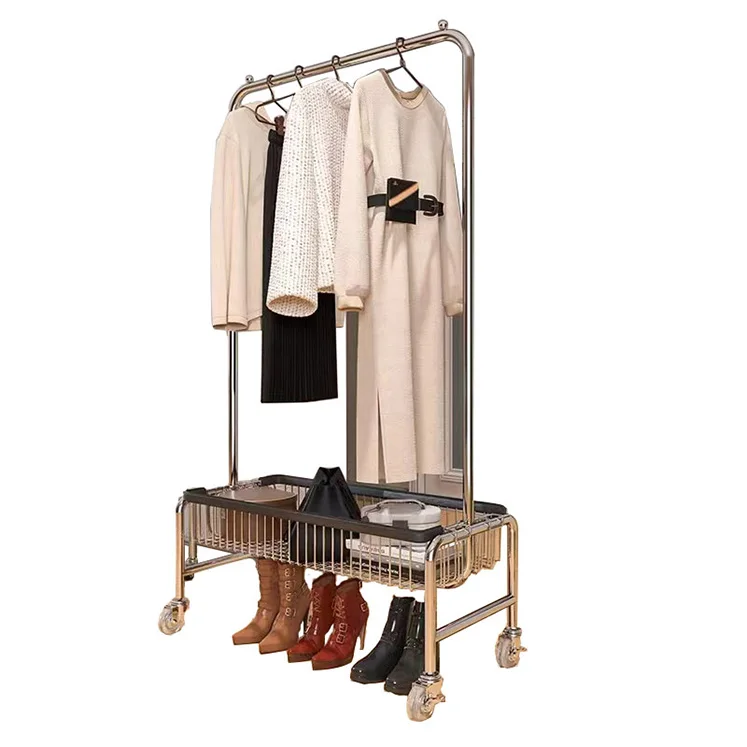 Multi-layer Clothes Shoes Rack Floor Simple Double-Pole Indoor Bedroom Clothes Rack