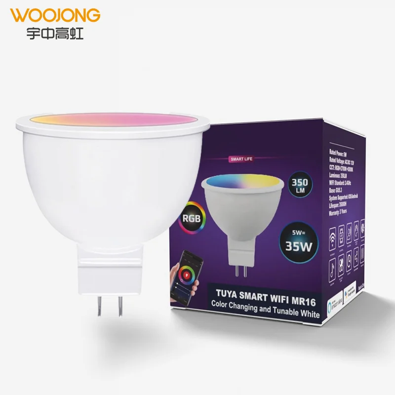 Google Home Compatible Modern Smart 5W WIFI MR16 RGBW 2700K-6500K Dimmable Downlights Cool Warm White Indoor Hotel Lights