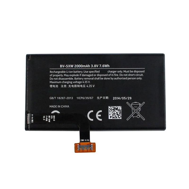 3.8v 2000mah BV-5XW Mobile phone rechargeable battery for nokia Lumia 1020 / 1320/ 1520