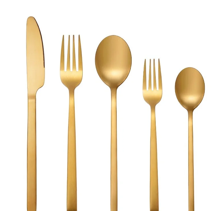 Wholesale Gold Silverware Set Serving Spoon Knife Fork and Stainless Steel Utensils