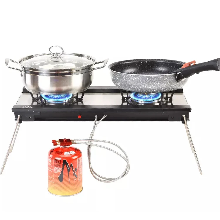 portable equipment gas cooking 2 burner assembly double burner camping stove
