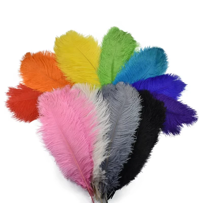 Оптовая Продажа Цветных страусиных перьев 45-50 см для свадебных столов белые перья поделки карнавальные украшения