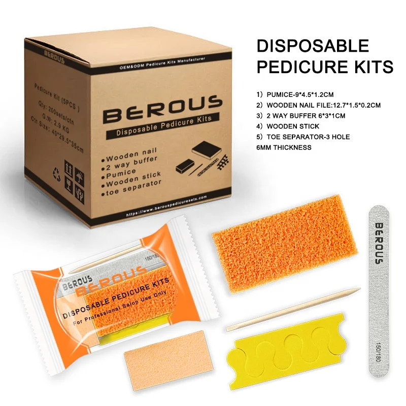 Wholesale Factory price 5Pcs  Pedicure set For Manicure for nail salon wood file buffer pumice