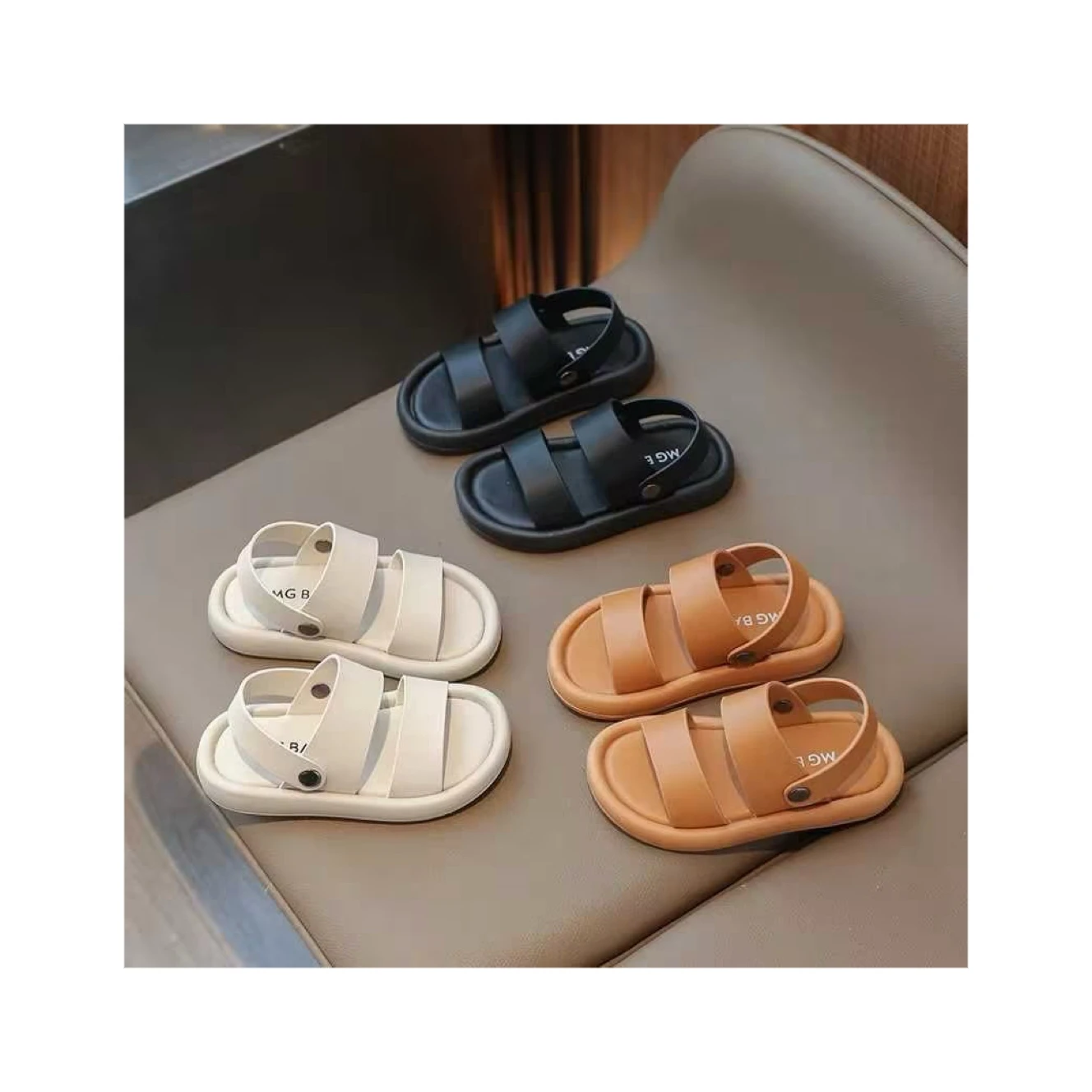 Summer Unisex Sandals Baby Boys Soft Sole Pu Leather Sandals Comfortable Solid Color Kids slippers