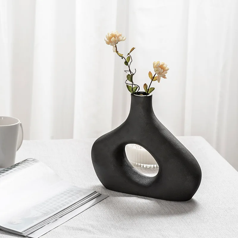 Ins simple frosted ceramic vase decoration living room porch creative dried flower vase decoration