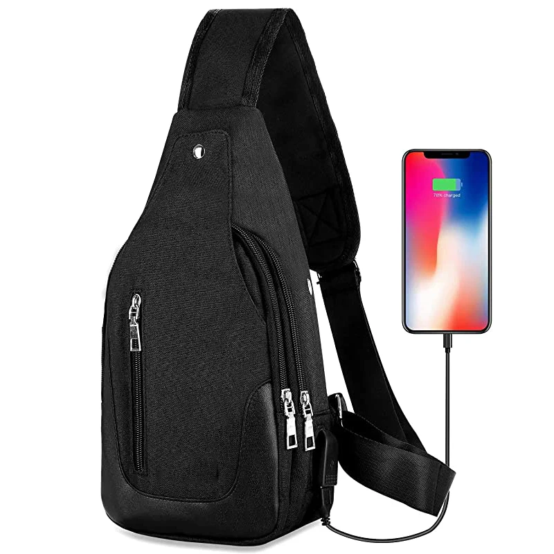 Large Capacity Casual Unbalance Backpack Lightweight Crossbody Purse Sling Shoulder Bags Mens Chest Bag With USB Charging Port