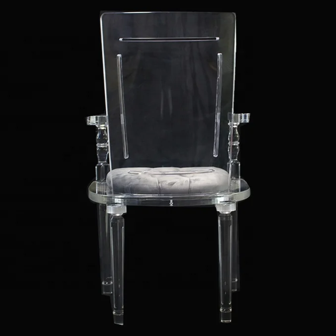 2021 New Design Luxury Clear  Acrylic Armrest Transparent Chair With  Colorful Cushion