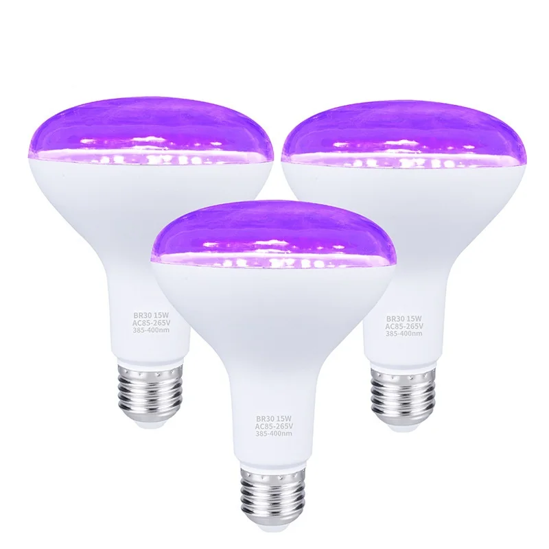 UV Black Light Bulbs 15W(100w Equivalent) BR30 E26 Medium Base UVA Level 385-410nm Glow-in-The-Dark UV Blacklight for Paints