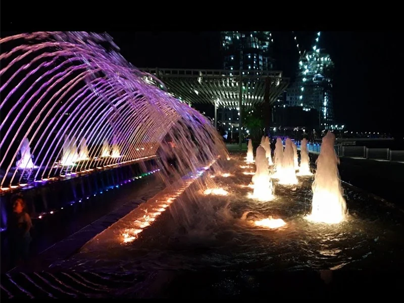 AWS Mysterious Interactive Music Fountain With DMX512 LED Light Flowing Laminar Jet Water Fountain