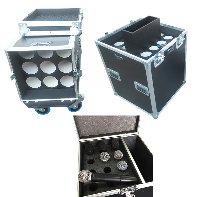 kkmark Hard shockproof Waterproof EVA foam flight road case for Wireless Mic Systems folding microphone stands