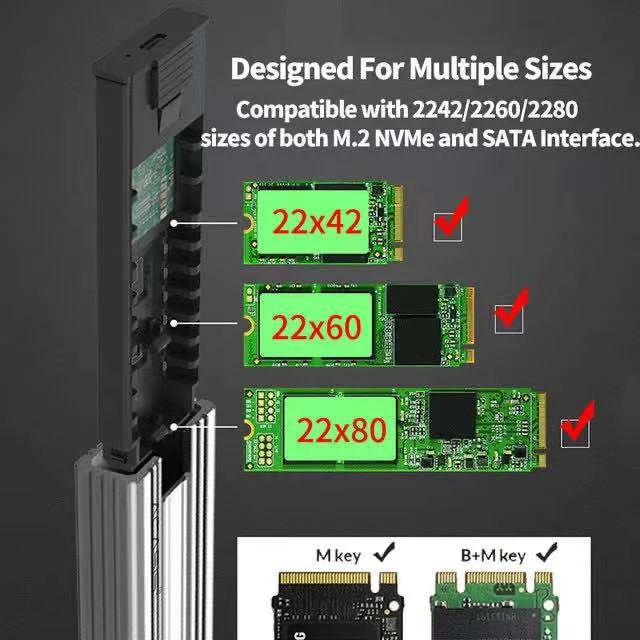 USB3.1 Type-C to M.2 NVMe SSD Box Solid State Drive Housing Case 10Gbps High Speed Hard Drive Disk Enclosure