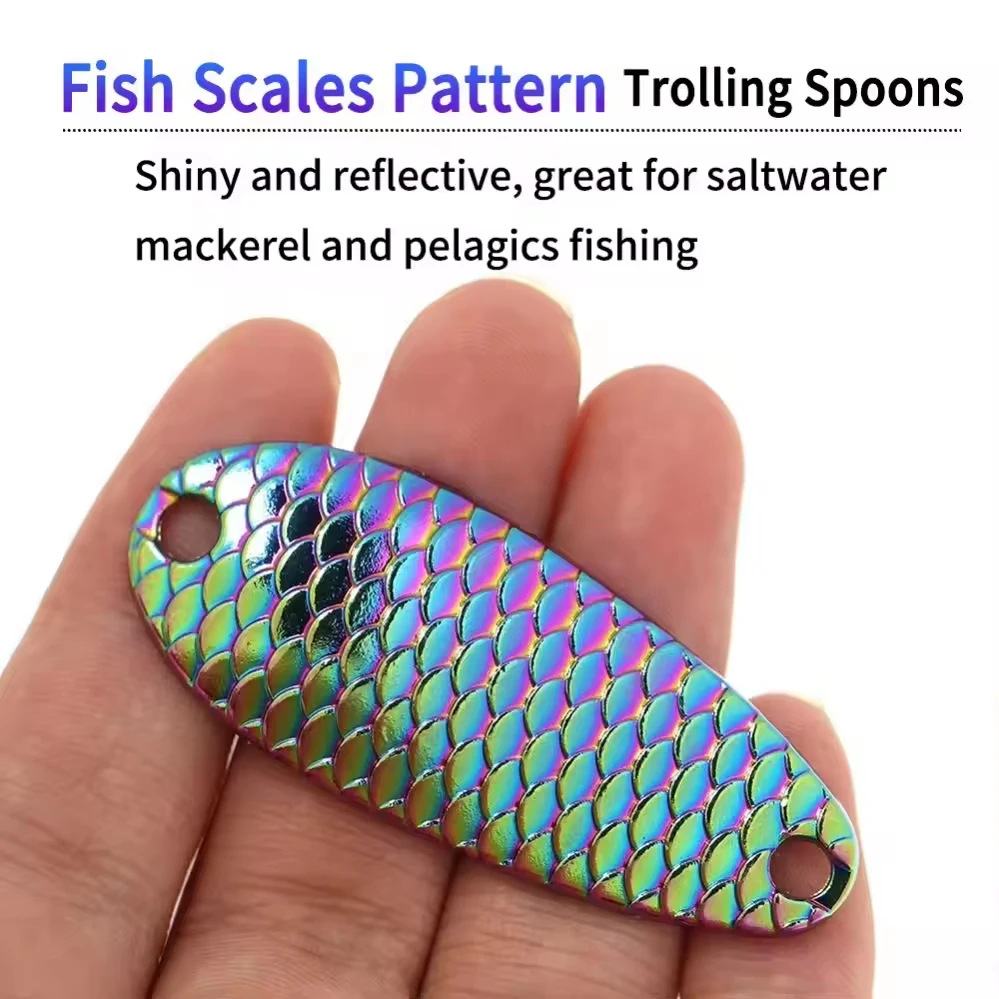 KEKAXI 2.5/3.5/5/7/10/15g Fish Scales Pattern Trolling Spoons Hard Bait Metal For Trout Pike Bass Salmon Saltwater Fishing Lure