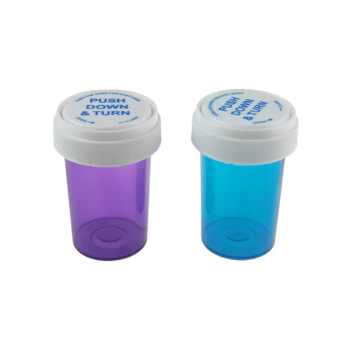 wholesale New Design Child Resistant Push Down  Turn Cap Vials Plastic Pill Bottles For Dispensary