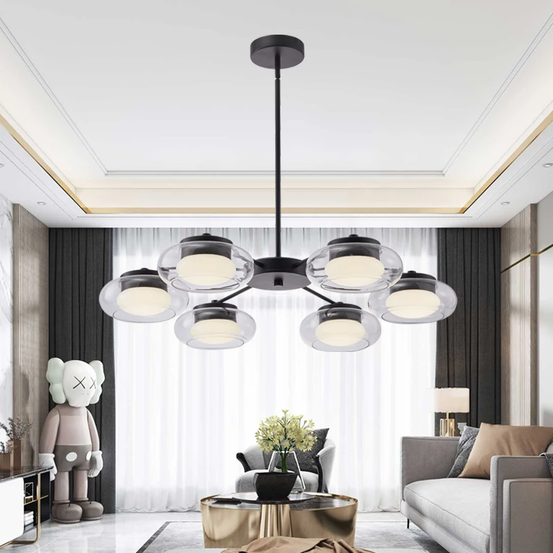 House Living Room Dining Room Restaurant Hanging Decorative Led Pendant Light Iron Glass Modern Chandelier Pendant Lights