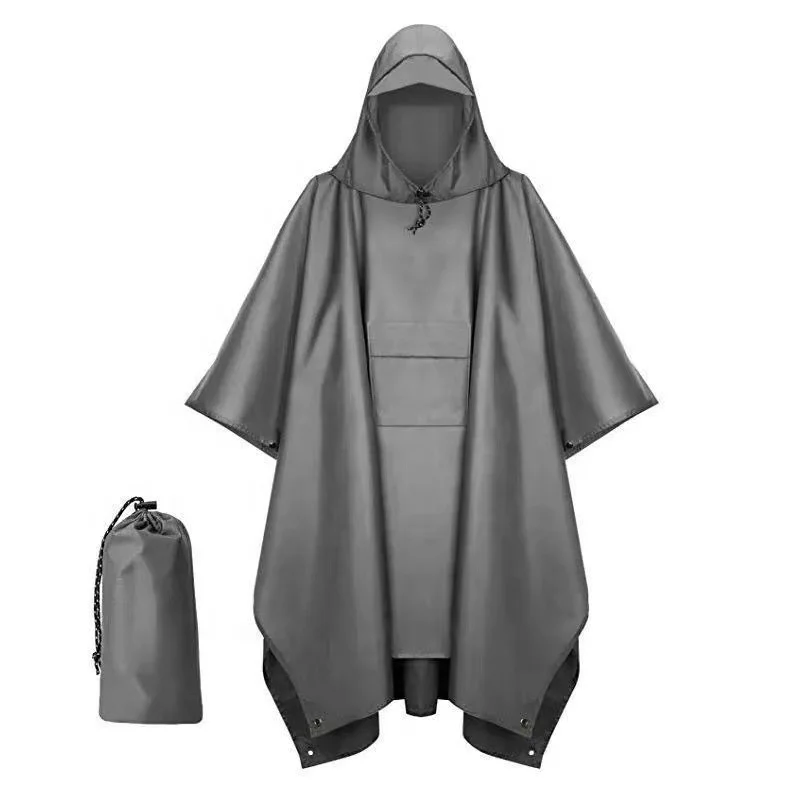 Hiking Camping Reusable Rain Ponchos with Hood & 1 Pouch for Adults