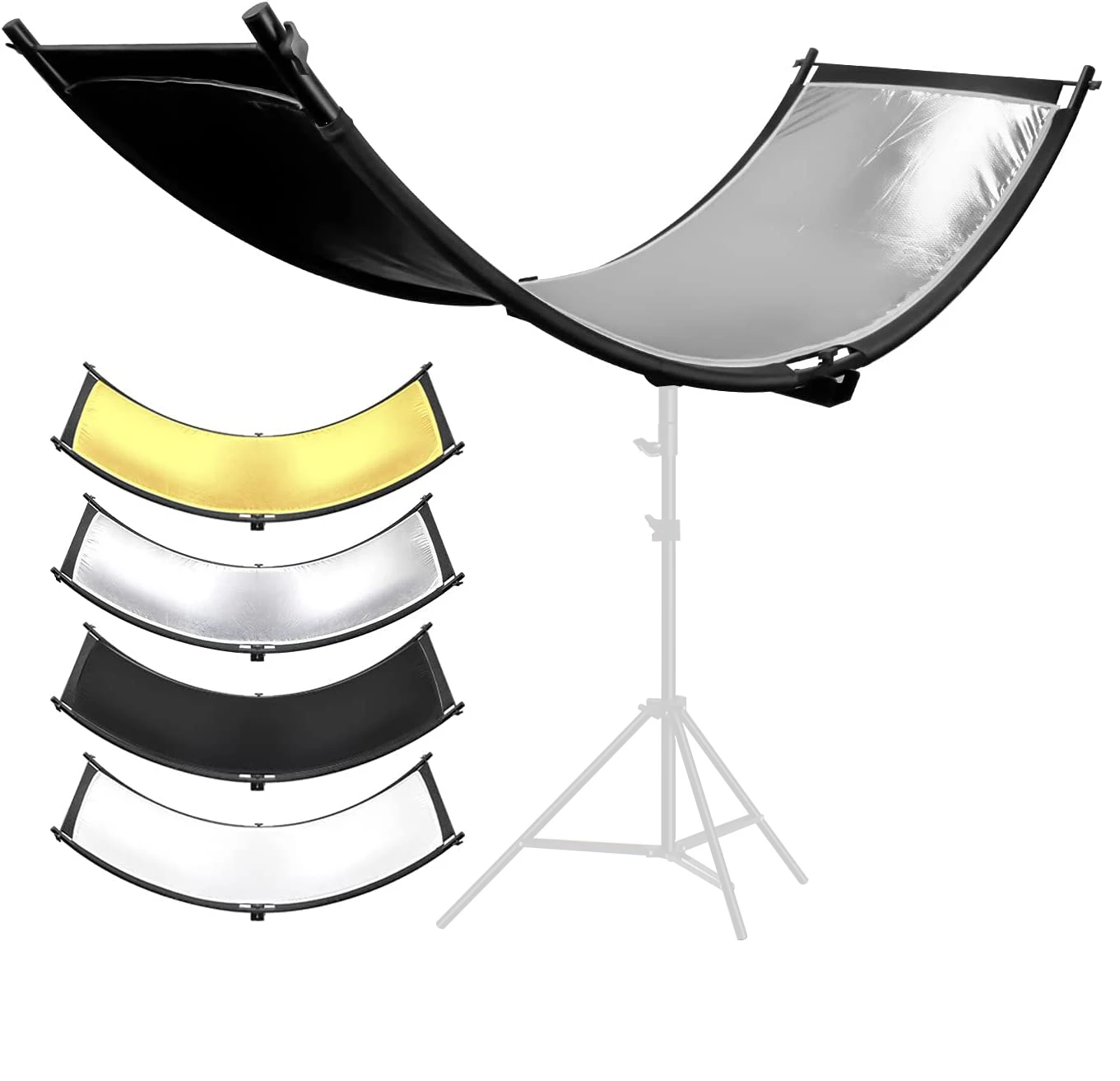 Factory 180*60cm U Curved Shape Clamshell Lighting Reflector in 4 Color, White, Black, Silver, Gold for Photo Studio Photography