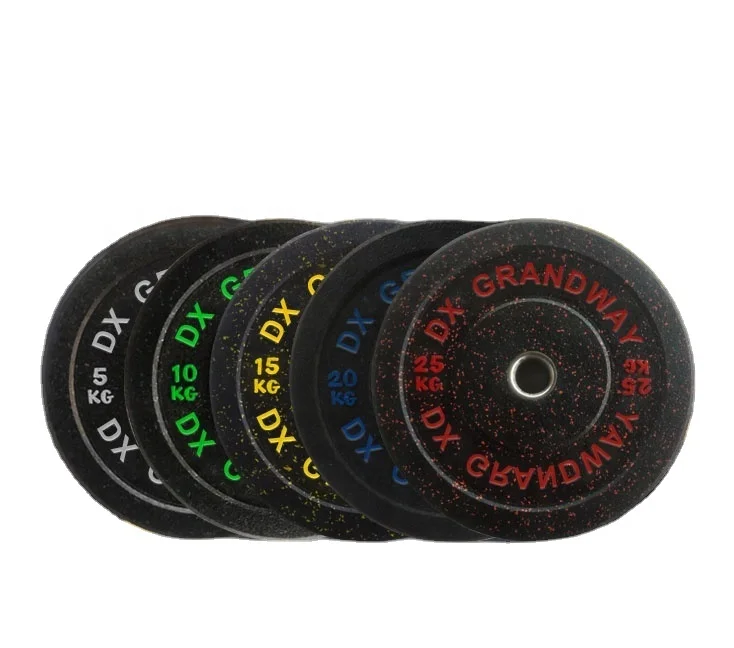 Sports equipment crumb rubber gym bumper plates weight lifting with colorful dots