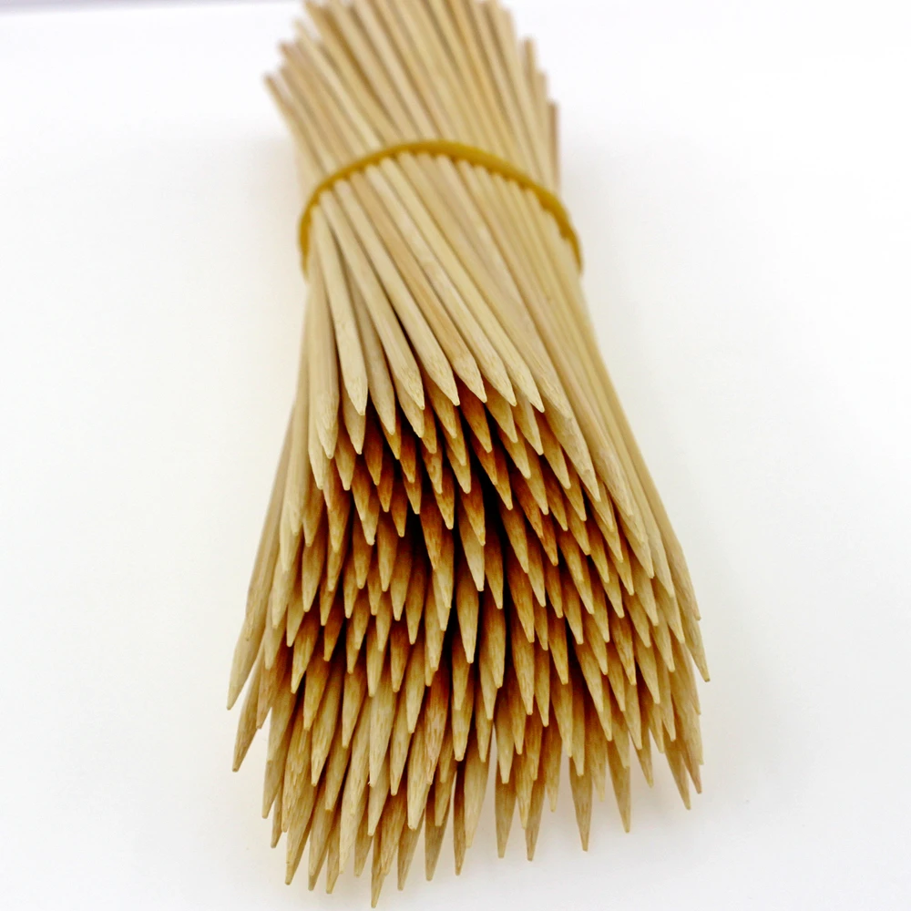 
12 Inch 100pcs Disposable Natural Wood Round Roasting Bamboo BBQ cooking Sticks 