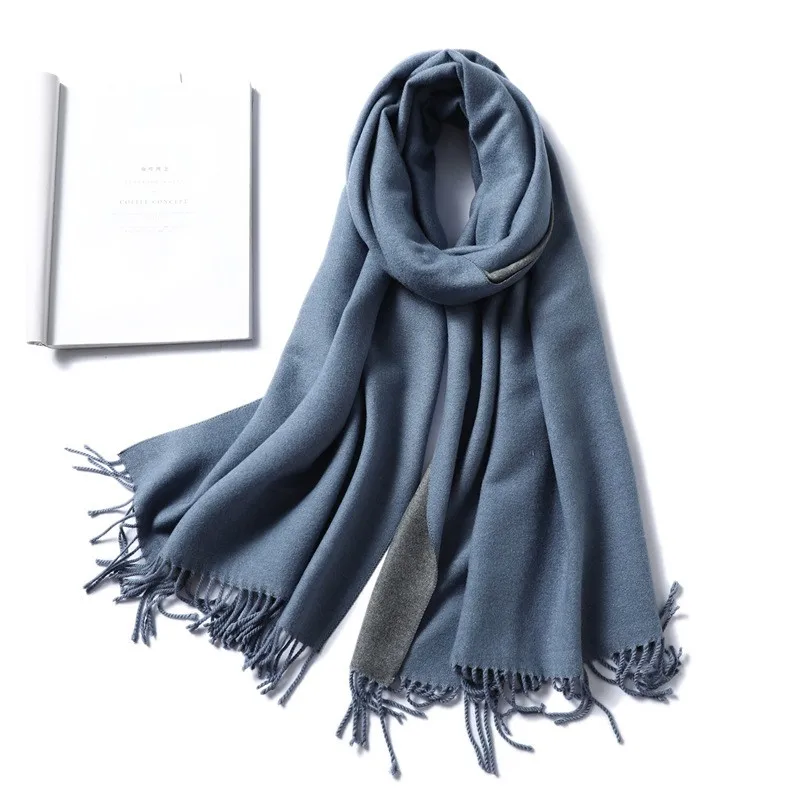 Factory wholesale 2023 High quality Thick Warm plain solid color cashmere feel acrylic scarf reversible pashmina scarf pashmina