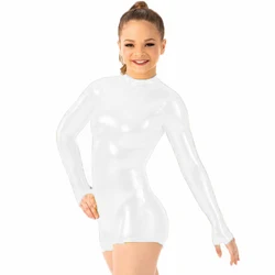 Детские металлические бикетды с ложным воротником и отверстиями для пальцев, золотые гимнастические трико для девочек, шорты, танцевальные костюмы для сцены