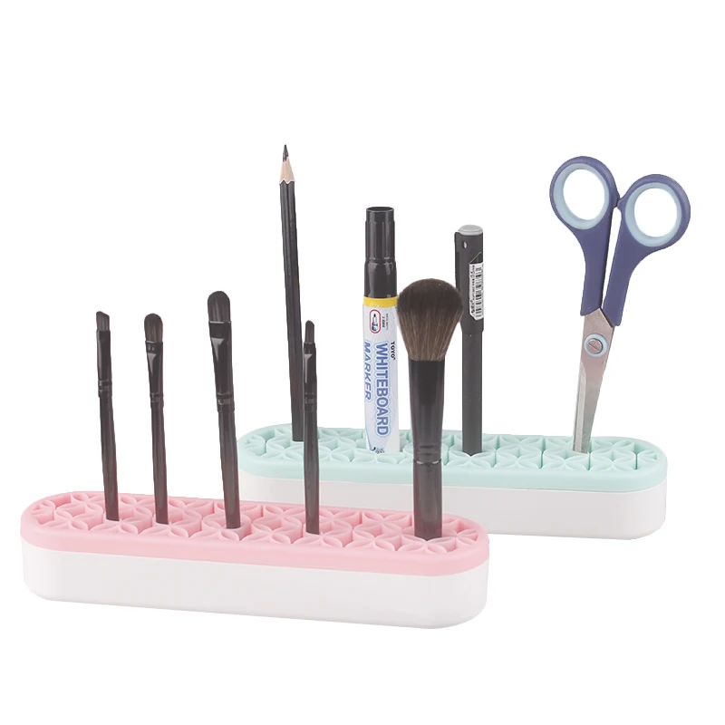 Wholesale Logo Custom Toothbrush Storage Drying Rack Cosmetic Make Up Brush Holder Travel Silicone Makeup Brush Holder