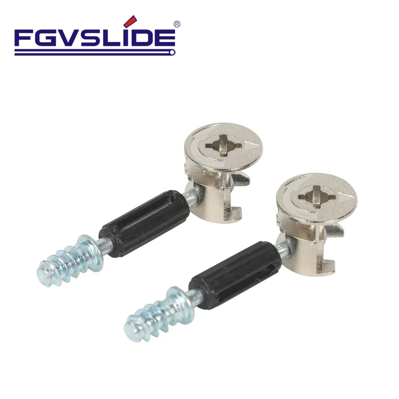 Furniture accessories 2 in 1 threaded dowel pin cabinet door mini fix furniture cam lock dowel for wardrobe