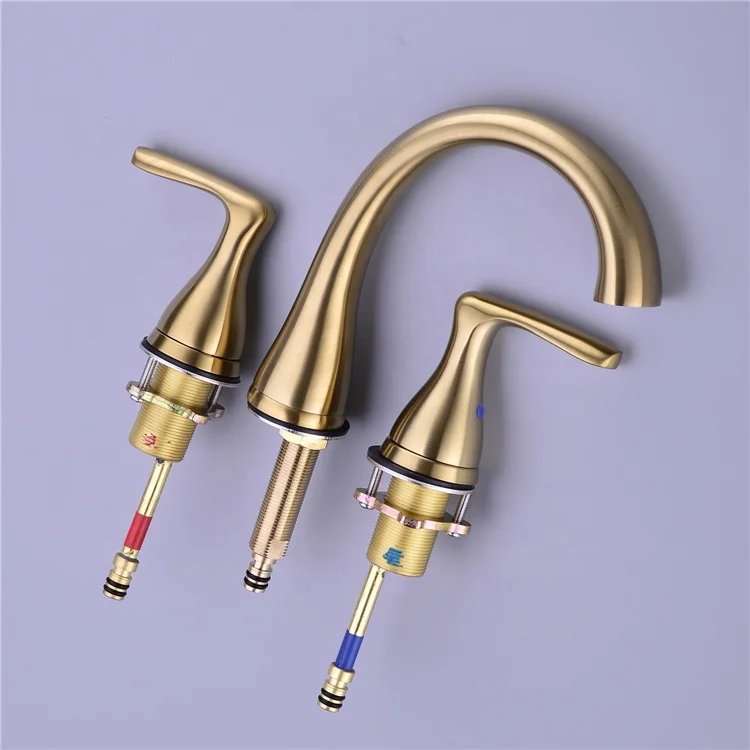 2 Handle Basin Faucet Brass Bathroom Sink Tap 3 Holes Shower Tap Shower Faucet,Brushed Gold ,Matte Black Basin Mixer Taps
