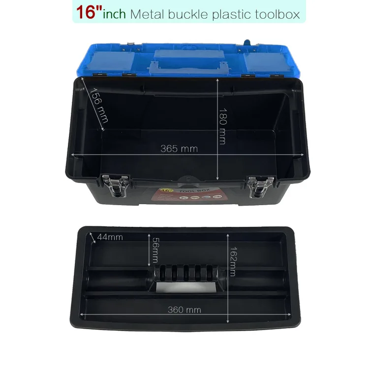 16 inch tool box large-capacity for storage tools with handle portable organizer