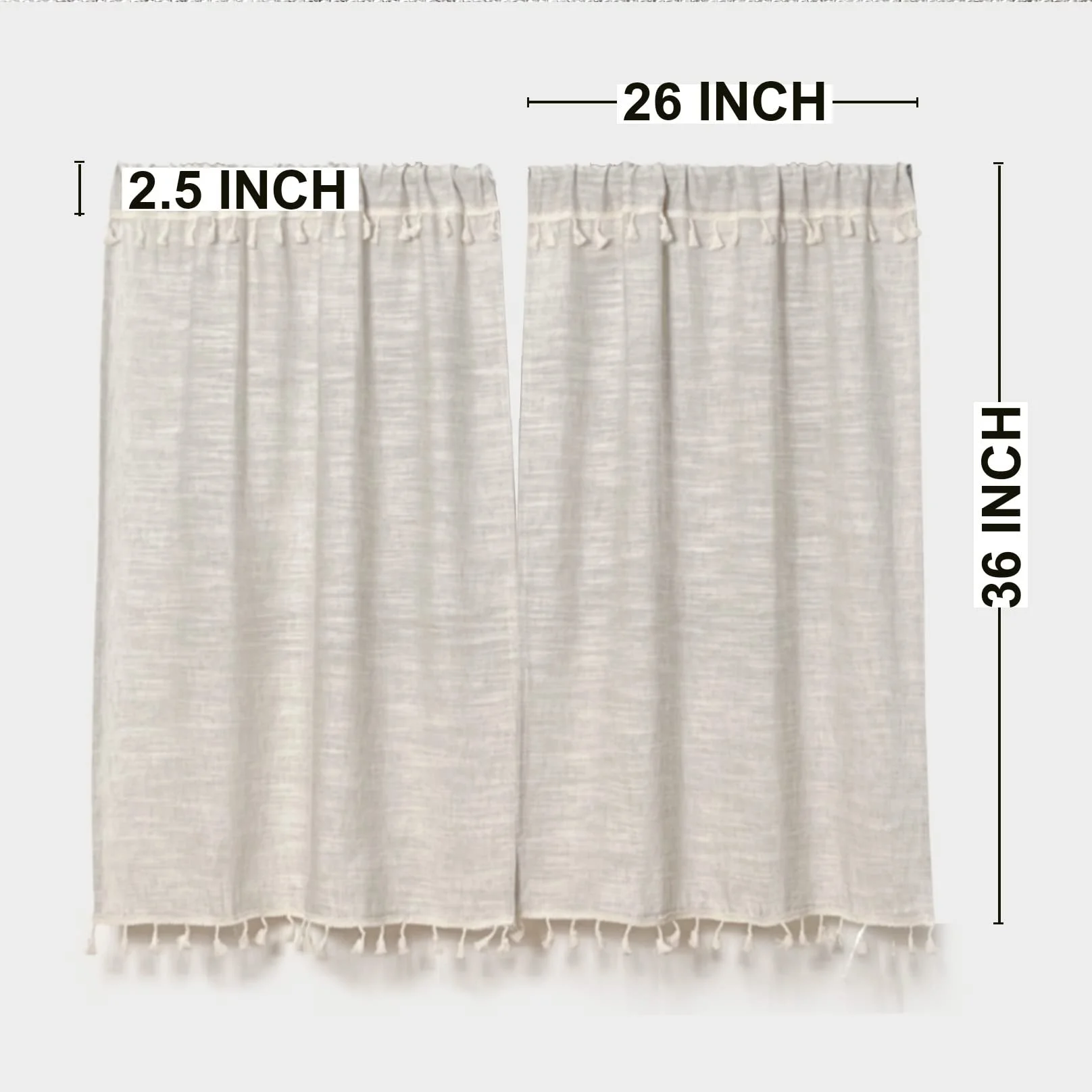 Bindi Bohemian Decor Tassel Kitchen Valances for Windows Modern Farmhouse Cotton Linen Valance Curtains