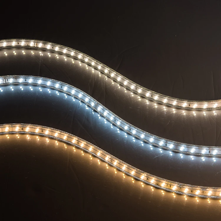 Оптовая продажа наружное украшение ПВХ гибкая двухрядная световая лента водонепроницаемая IP65 SMD 2835 веревка 220 В светодиодная
