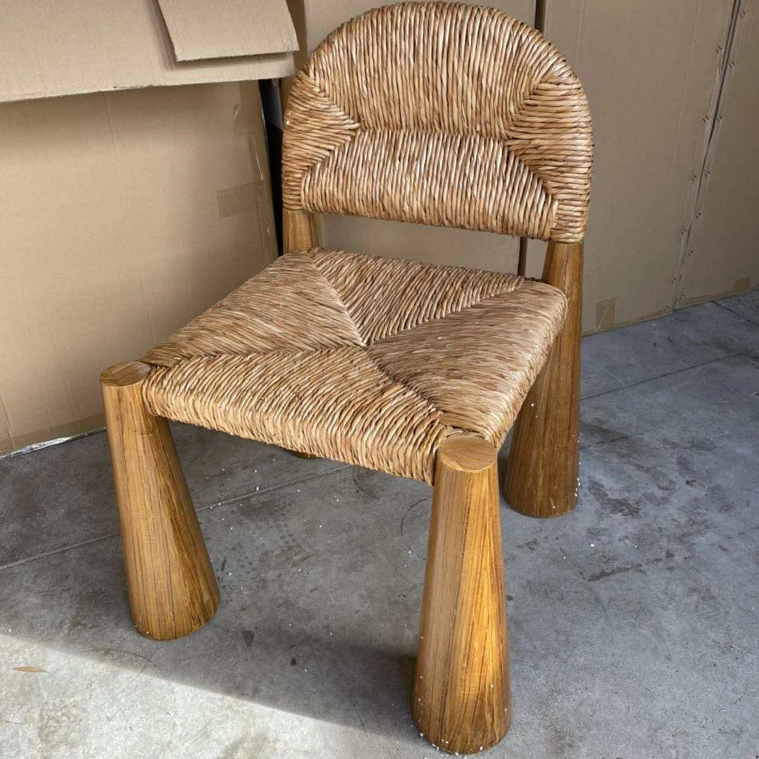 Modern Living Dining Room Classic Design OAK Natural Seagrass Woven Handmade Wicker Chair Rattan Teak Wood Dining Chair