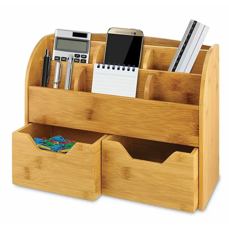Amazon Best Selling Products Office Bamboo Wood Desk Table Organizer Tidy Storage With Pull-Out