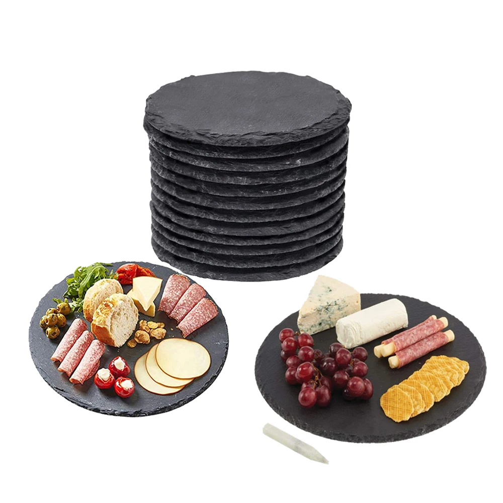 custom natural steak serving board slate charcuterie board slate stone round plate dish for steak