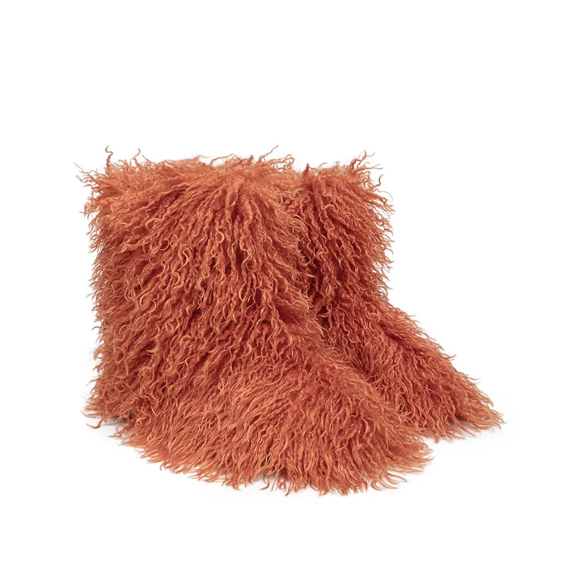 Mongolian women boots Furry colorful Winter shoes children girls warm Flat Casual non-slip footwear rubber faux fur snow boots