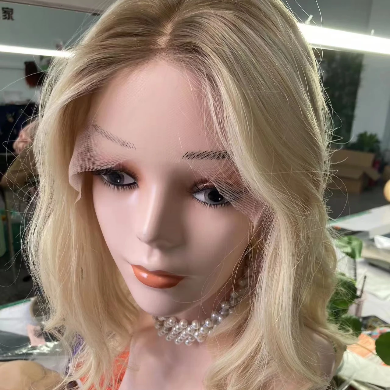 Factory custom anti slip silicone human hair wigs European virgin hair glueless silk base lace front medical wig for alopecia