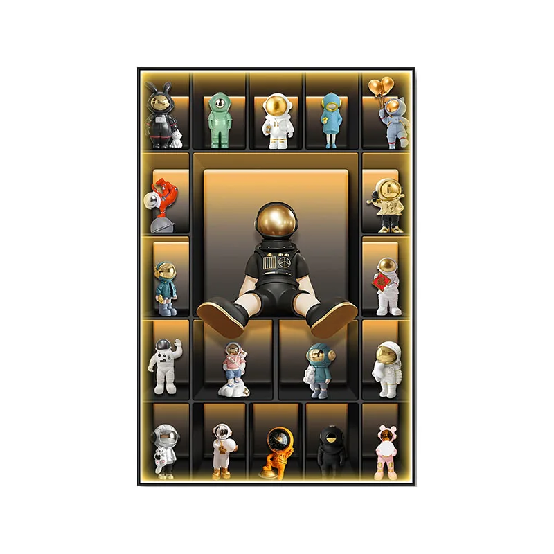 Hand Painted Textured Modern Art Anime Bears Canvas Art Posters and Prints Canvas Painting Home Decorative Wall Art