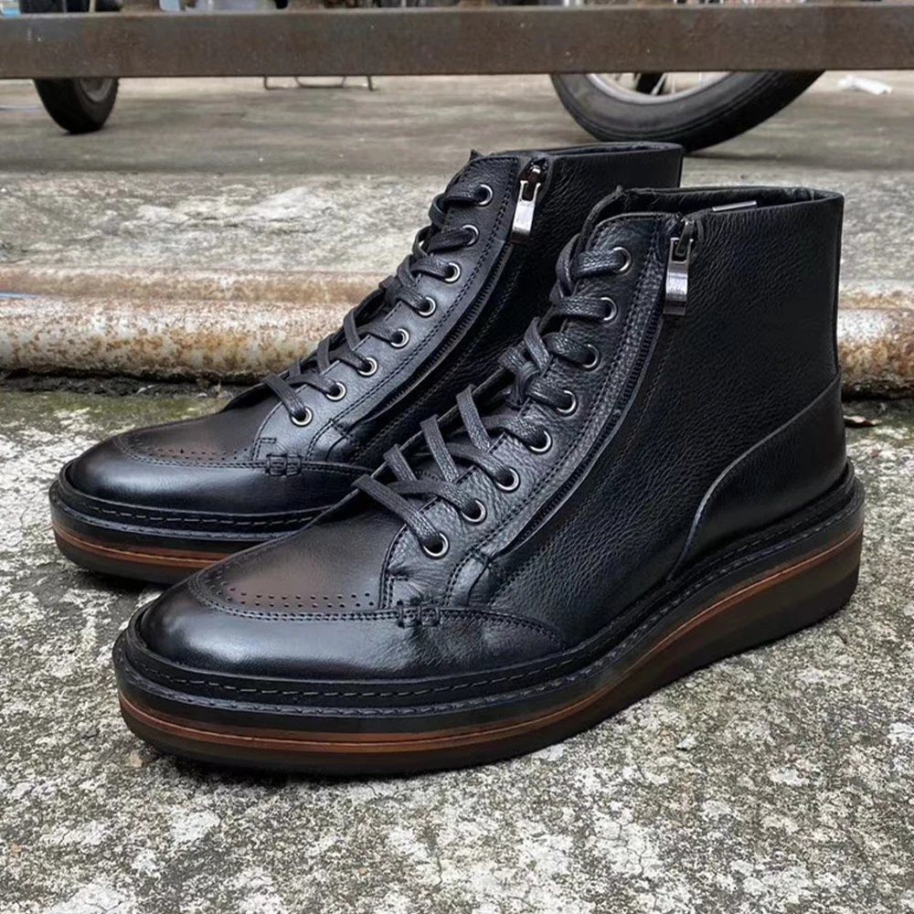 2024 New Fashion Cheap Genuine Leather Cowboy Boots Leather Men Casual Pure Leather Boots