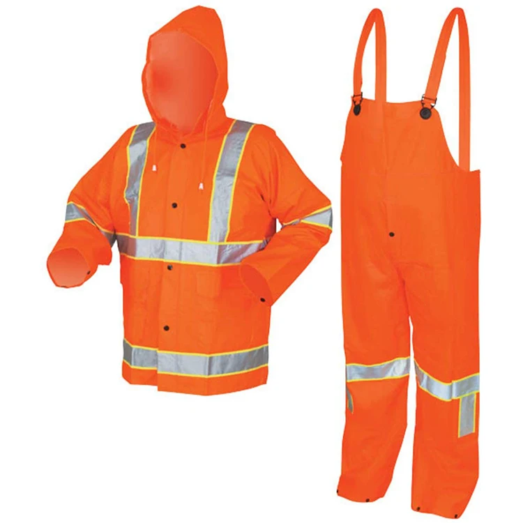 custom labor clothes construction safety work wear suspenders rain suit waterproof coat with bib pants for men