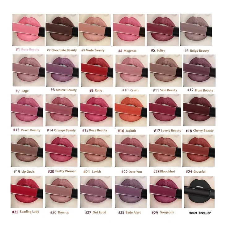 No Logo Long Lasting Matte Makeup Private Label Maquillaje Lip Tint Own Brand Liquid Creamy Lipstick
