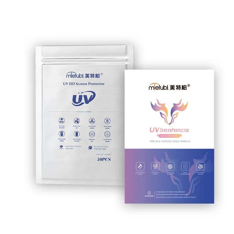 2023  Mietubl 4H sensitive touching UV Laminating Film  UV curing Mobile phone Screen Protector for big curved edge phone