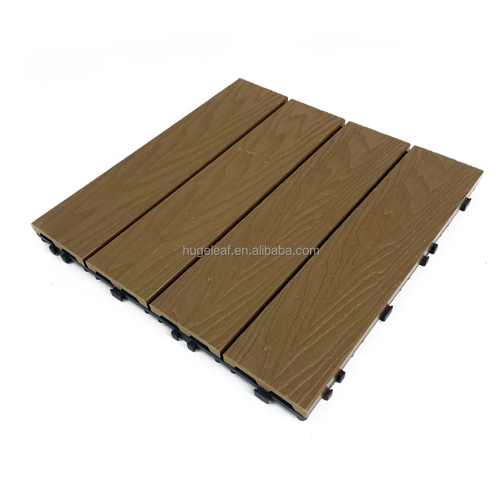 DIY Interlocking Deck WPC Flooring Tiles Outdoor Waterproof 3D Wooden Composite Decking Tiles
