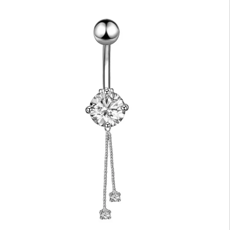 Rose Gold Silvercolor Navel Body Piercing Jewelry Beautiful Belly Button Ring Navel Dangle Body Piercing Jewelry