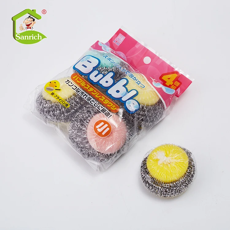 Factory direct sell kitchen dish usage custom stainless steel wire scourer with sponge on it