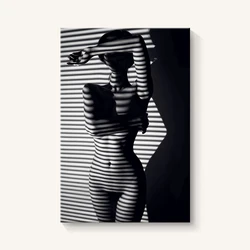 modern black and white sexy nude body painting girl woman photo wall art