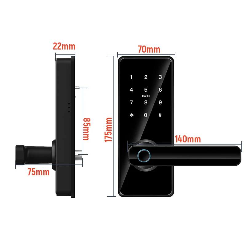 Manufacture oem price Tuya App TTlock ID card fingerprint keyless smart home door handle lock