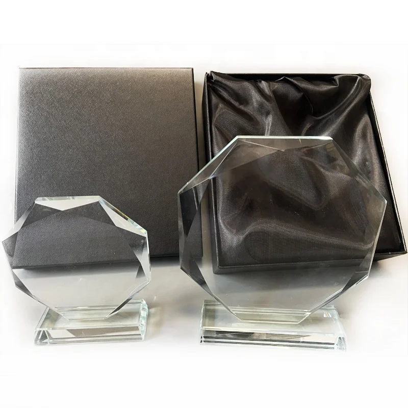 High Quality cheap octangle glass award plaque customized octagon blank round crystal award