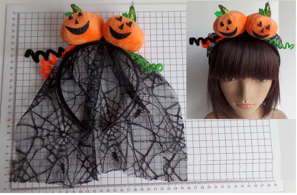 Halloween lovely Quality guaranteed Halloween Pumpkin Veil baby headbands headband women headband luxury for party