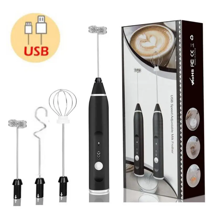 Electric Handheld Milk Frother Blender USB Rechargeable For Coffee Cappuccino